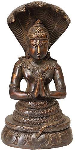 Exotic IndiaPatanjali Statue, Brass, Brown, 3 x 4 x 8-Inch