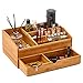 Produktbild EZOWare Große Schmink Aufbewahrung Kosmetik Organiser aus Bambus-Holz mit Schublade, Mulifunktionale Halter Box für Make-up, Schönheits Produkten, Bad, Schminktisch, Büro und mehr