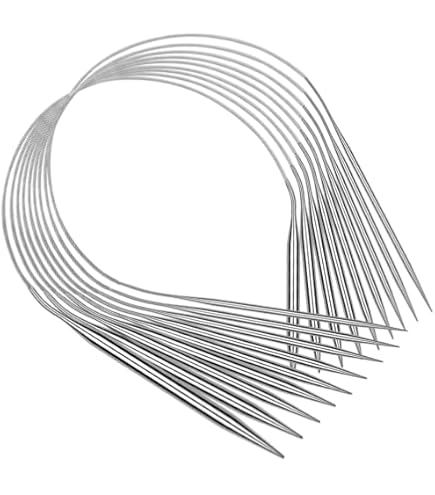 Set Ferri Circolari Per Maglia - 9 Misure (2.0-6.0mm), Acciaio Inox, 40cm