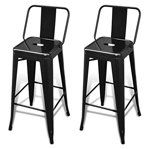spécification vidaXL Lot de 2 de Tabourets de Bar Hauts avec Dossier Noir