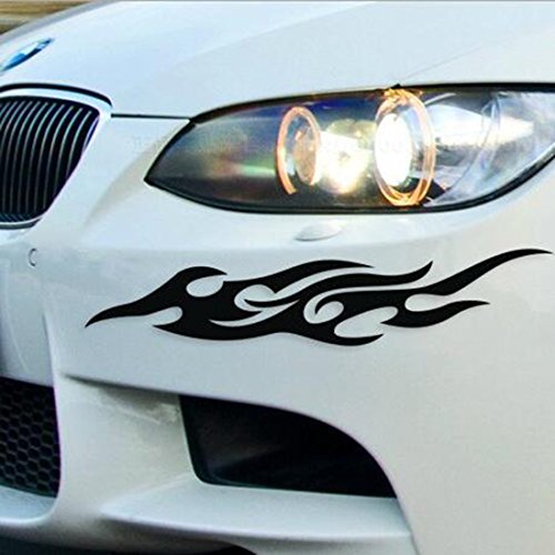 Universale Auto-Aufkleber, Styling für Motorhaube, Motorrad-Aufkleber, Dekor, Wandbild, Vinyl-Abdeckung, Zubehör, Flammen schwarz - 4