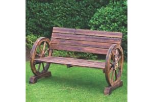 ChoicefullBargain Wooden Traditionally Constructed Wagon Wheel W114 x D58 x H76cm (Approx.) Bench 2 Seater