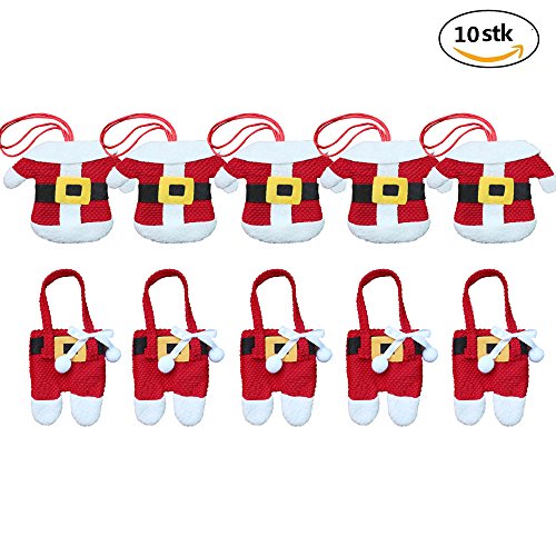 csdsotre Kerstmis bestekbak tassen 12 pc ’s Sankt-beroep Kerstmis decoratie bestek kostuum kleine broeken en kleding bestek-sets (12 stücke)