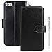 Produktbild iPhone SE Hülle, iPhone 5S/5 Handyhülle, [Kartensteckplätze] [Standfunktion] [Magnetic Close] [TPU Innenschale] [Premium Leder] [Fotorahmen] Wallet Case Schutzhülle für Apple iPhone SE/5S/5, Schwarz
