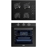 Luxell 88 Litre S&uuml;per Kristal Siyah Ankastre 2 Li Set(A68-Sf3 Fırın /Oc88 Ankastre Cam Ocak)