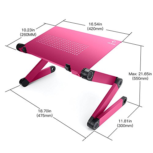 LifeBasis Laptop Notebook Tisch Flatbare Ständer Vollig Anpassungsfähig Notebook Stand Aluminiumlegierung Tragbares Bett Frühstück Tablett Buch Ständer für Laptop bis zu 17 Inch, Rosa - 5