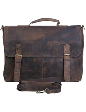 Leder Büffel Echtes Satchel Messenger Schulter Vintage Business College 15 Laptop Cross Body Bag Unisex Natürlich...