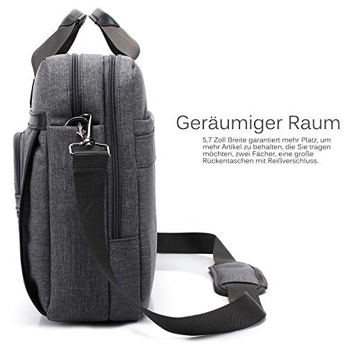 Laptop Aktentasche, CoolBell 17,3 Zoll schützend Messenger Bag Nylon Schultertasche Multifunktional Henkeltasche Laptop / Ultrabook / Tablet / Macbook / Dell / HP / Männer / Frauen / Geschäft (Grau) - 7