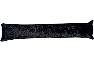 PINKFAIRY Door Draft Excluder - Thicker 10cm Foam Sausage Non-Noise and Wind Stopper - 90cm x 20cm - Double Sided Interior Door Draught Stopper, Velvet Blocker, Guard for Window (Black, Pack of 2)