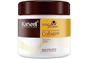 Karseell MACA CARE SYSTEM Collagen Mascarilla Pelo - Reparación Profunda - Hidratación intensa- Cabello Seco y Dañado- Aceite Argán- Antiencrespamiento- Protección U.V.- Todo tipo de Cabello 500 ml.