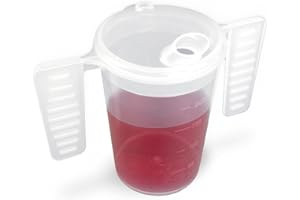 LIFE WITH DIGNITY Bécher à poignée aile avec couvercle d'alimentation | Béchers pour adultes pour personnes âgées - Tasse d'alimentation pour personnes âgées - Tasse d'alimentation à deux poignées - Grand couvercle à