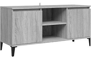 vidaXL TV Cabinet with Metal Legs Home Indoor Living Room Storage Stereo Plasma HiFi Cabinet TV Stand Media Unit Furniture Grey Sonoma