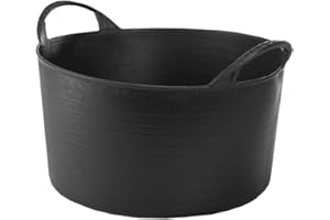 Red HOG Contenedor Cubo Cesta Flexible Multifuncional, para Hogar, Establo, Jardín, Garaje, Animal, Construcción, Almacenamiento, Transporte, Lavado, Capacidad de Elevación Hasta 120kg, 14L Negro