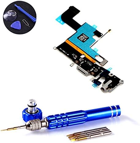 PPdigi Charging Port Replacement Kit for iPhone 6 USB Mic Audio Jack Antenna Loudspeaker Connector Screwdriver Tool Kit (Space Grey)