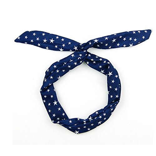 ELENXS Fashion Vintage Ears Wire Hairband Headband Hair Scarf Headdress Deep Blue