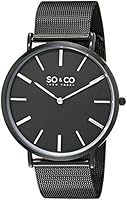 So & Co New York Madison Men's Quartz Watch with Black Dial Analogue Display and Black Stainless Steel Bracelet 5102.3