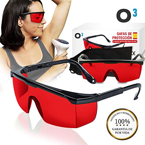 O³ Gafas Laser Depilación - Gafas de protección para depilación HPL/IPL/Luz Pulsada Con Funda - Gafas De Seguridad Para Protección de Ojo 1 Color Rojo