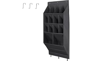 NELLHOMY Schuh Organizer Hängend, Hängend Schuhaufbewahrung mit Hake, Tür Schuhregal mit 14 Tiefe Taschen für Schrank, Hängeorganizer Tür für Camping Schrank, Schlafsaal und wohnmobil, Schwarz