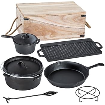 TecTake® 9 teiliges Dutch Oven Kochtopf Set aus Gusseisen