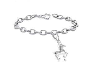 GOLDENE HUFEISEN Bracelet avec breloque en argent sterling 925 véritable pour femme et enfant