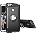 Produktbild Huawei honor 7x hülle,COOLKE Stoßfest Doppelschutz Design Soft TPU+ PC Schale 360 Rotating Ring Grip Stand with Magnetic Car Mount Schutz Tasche Case Cover Schutzhülle für Huawei honor 7x - Schwarz