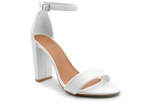 Fashion Thirsty Womens Block High Heels Ankle Strap Sexy Open Toe Shoes Ladies Comfort Heeled Party Occasion Strappy Slip On Heel Dress Sandals