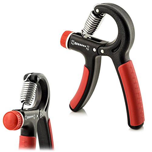 Preisvergleich Produktbild einstellbare Fingerhantel mit ergonomischem Handgriff, Handtrainer, Unterarmtrainer, Handexpander, Handmuskeltrainer für Hand- und Unterarm-Training / Stärke von 10 - 40 kg in Schwarz / Rot