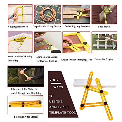 Angle izer Schablone Werkzeug, Vonimus Multi-Angle Messlineal, Lineal Vorlage Angleizer Allgemein für Bastler, Bauherren, Handwerker - 2