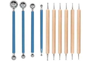 KJZEEX 9 Pcs Ball Stylus Tools Dotting Sculpting Modeling Tools Clay Ceramics Pottery Carving Modelling Tool Embossing Sculpting Set