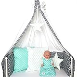 Sugarapple Nestchen für Beistellbetten (35 Farben wählbar) Bettumrandung 150 x 25 cm oder 170 x 25 cm, dick gepolsterter Kopfschutz und Gitterschutz für Baby Beistellbetten - 2