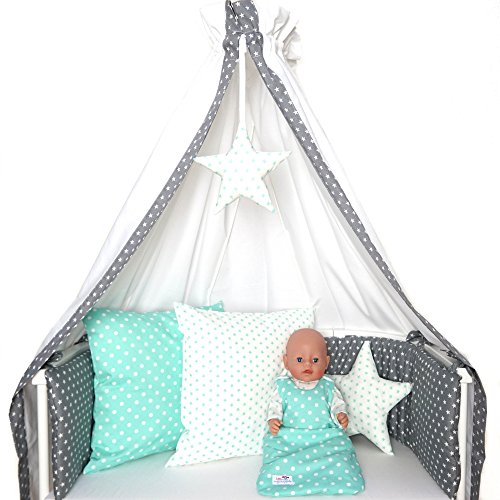 Sugarapple Nestchen für Babybetten (35 Farben wählbar) Bettumrandung für 120 x 60 cm oder 140 x 70 cm Betten, dick gepolsterter Kopfschutz und Gitterschutz für Baby- & Kinderbetten - 6