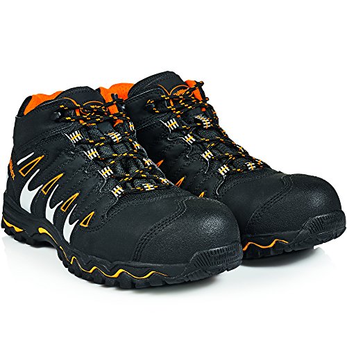 ruNNex Sicherheitsstiefel S1P „5131“ Light Stars Leichter Arbeitsstiefel Sicherheitsschuh mit Alukappe Durchtrittschutz , schwarz orange silber - 7