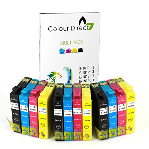 Colour Direct 12 XL Hoher Kapazität Kompatibel Druckerpatronen Ersatz für Epson Expression Home XP102, XP202, XP212, XP215, XP205, XP30, XP302, XP305, XP312, XP315 XP402, XP412, XP415, XP405 XP405WH Drucker 3 Schwarz 3 Cyan 3 Magenta 3 Gelb