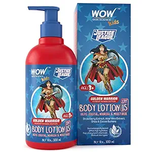 WOW Skin Science Kids Body Lotion - SPF 15 - Golden Warrior Wonder Woman Edition - No Parabens, Color, Mineral Oil, Silicones & PEG - 300mL