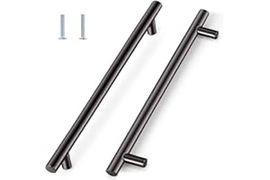YOMIRO Maniglie per Mobili da Cucina Maniglie per Armadietti Mobile Maniglie Cucina Maniglie Armadio Acciaio Inox per Cucina, Bagno, Camera da Letto, Ufficio (Distanza dei Fori 96mm, 2 Pezzi, Nero)