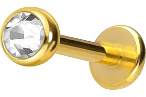 PIERCINGLINE Chirurgenstahl Labret Stecker KRISTALL Piercing Lippe Ohr Nase Farb & Größenauswahl