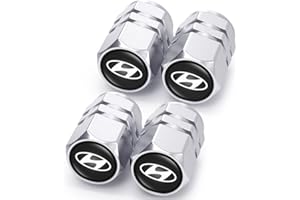 ACHARD Silvery Alloy Tyre Valve Caps for Hyundai Santa Fe Palisade Kona Elantra,Premium Leak-Proof Wheel Caps Dust Caps for Car Tyres, 4PCS