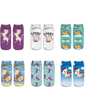 Legends 6 Paia Unicorno Cute Cartoon Animali Calzini Cotone Calze da Donna