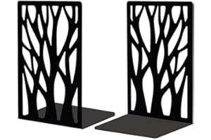 Peacoblue Metal Bookend Stopper Holder Stand for Shelves Decorative, 13.5x11x20cm Modern Creative Heavy Duty Study Book End for Desk Shelf, 1 Pair (Dead Tree)