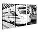 Produktbild Leinwandbild 3 Tlg. Zug ICE Eisenbahn Fahrzeug schwarz weiß Leinwand Bild Bilder Holz fertig gerahmt 9R858, 3 tlg BxH:90x60cm (3Stk 30x 60cm)