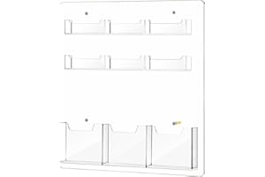 Moorovgi Acrylic Leaflet & Brochure Holder with Business Card Holders Display Wall Mount /Document Booklet Wall Mount Organiser (Acrylic-3)