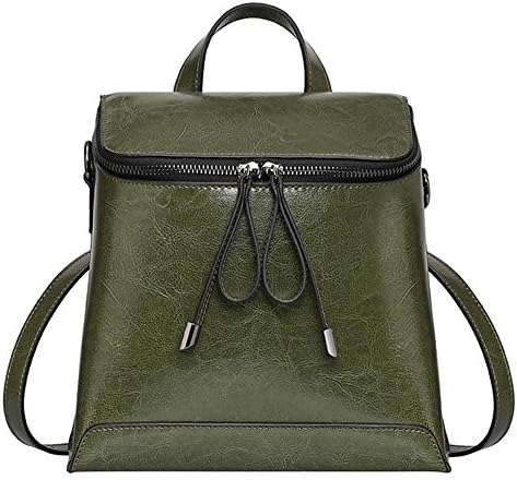 XinMaoYuan Autumn And Winter Leather Handbags Shoulder Bag Oil Wax Belt Travel Bag Ladies Backpack,Green