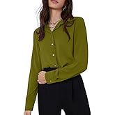 GRECIILOOKS Women's Rayon Oversized Fit Crop Top Korean Style Long Sleeve Oversized Button Down| Workwear Top for Office & Ca