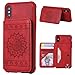 Produktbild Schutzhülle iPhone XS Max Leder Handy Hülle Flip Brieftasche Slim Case Backcover Schale mit Standkuntion Kredit Karten Fach Geldbörse Geldklammer Lederhülle Design Mandala für iPhone XS Max, Rot