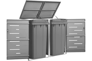 Emmtore Mülltonnenbox für 2 Tonne Abschließbar Rostfrei Müllbox Mülltonne Mülltonnenverkleidung Müllcontainer Gartenbox 69x77,5x115cm,Anthrazit,2 Tonnen