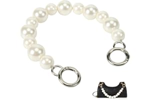 XIAZW Robuste Groß Perle Geldbörse Tasche Griff Riemen Kette Handtaschen Umhängetasche Dekoration Kette, Tasche Zubehör Charms(Silber)