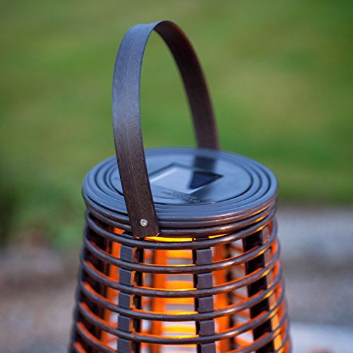 LED Solar Rattan Lampe Gartendeko 25cm Lights4fun - 2