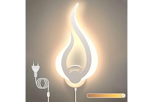 Lightess Ściemniana lampa ścienna LED Wadnlauechte 10 W z kablem i przełącznikiem, oświetlenie ścienne, ciepła biel, oświetlenie klatki schodowej, z wtyczką UE do pokoju dziecięcego, salonu, sypialni itd.