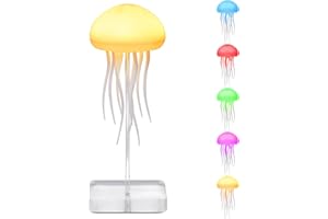 BOMKRA Jellyfish Lamp, Voice Control Jellyfish Lamp with Dancing Legs, RGB Gradient Jellyfish Bedside Lamp, Rechargeable Jellyfish Table Lamp with Touch Sensor, Christmas Gifts (Hanging + Base)