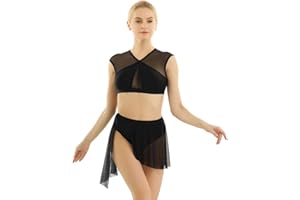 Freebily Vestito Danza del Ventre Donna Tutu Danza Classica Balletto Ballerina Costume Danza Moderna Jazz Abito da Ballo Latino Body Ginnastica Artistica